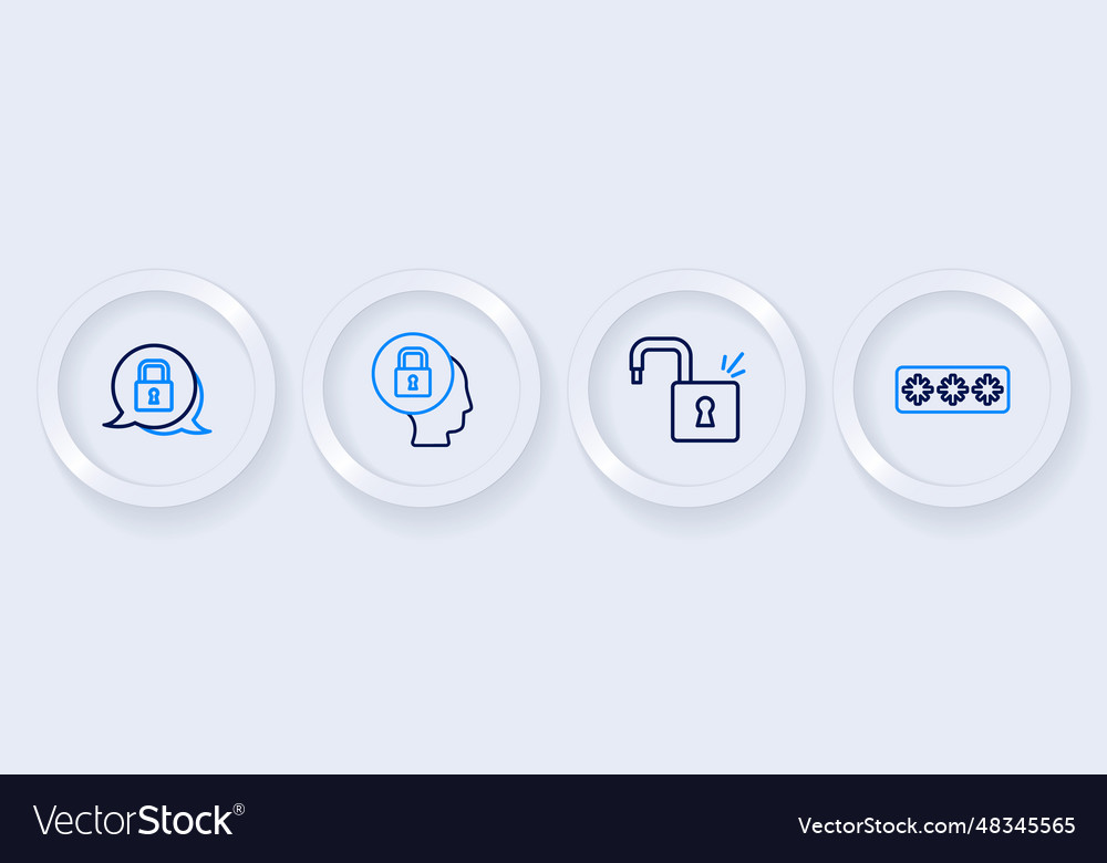 Set line password protection open padlock lock vector image Set line password protection open padlock lock
