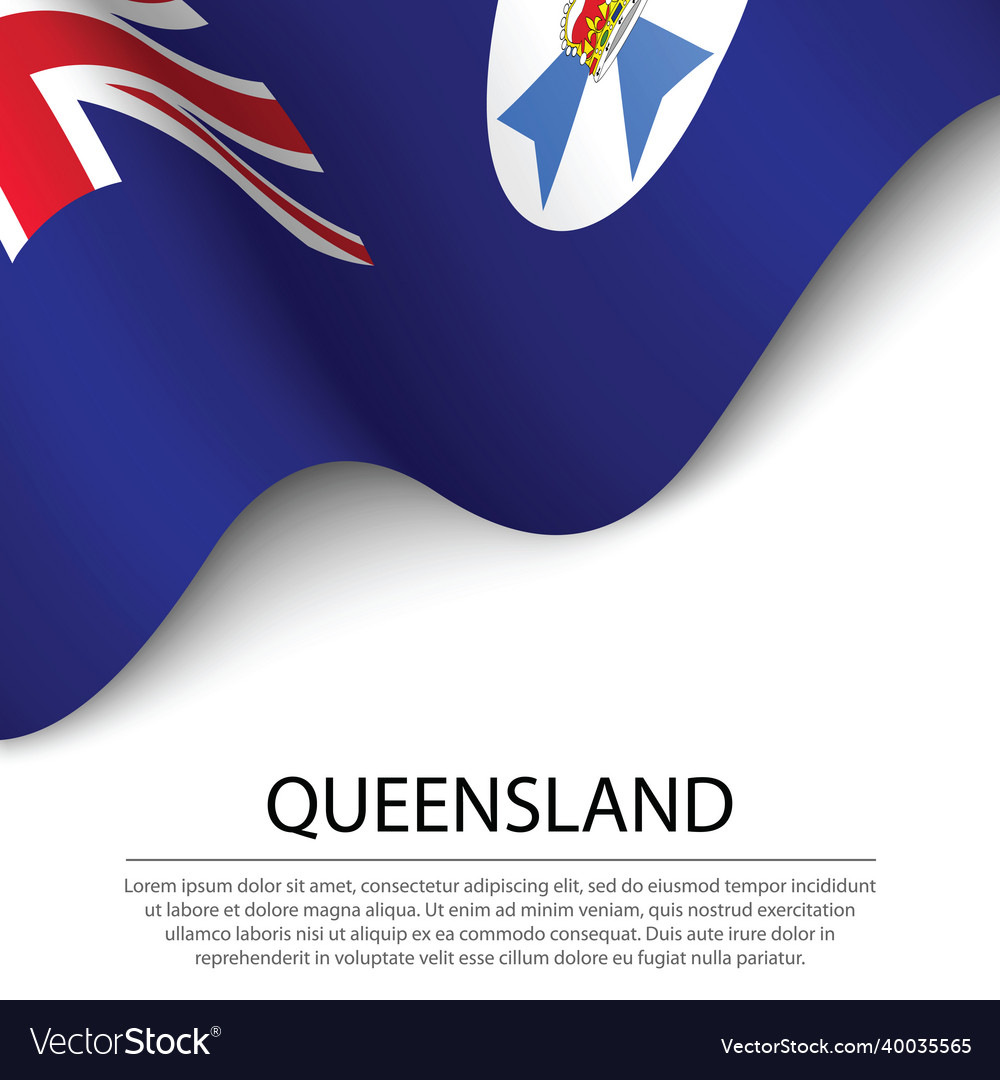 Waving flag of queensland is a state australia