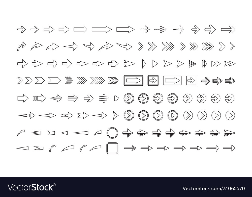 Arrows Big Collection With Borders And Shadows Vector Image