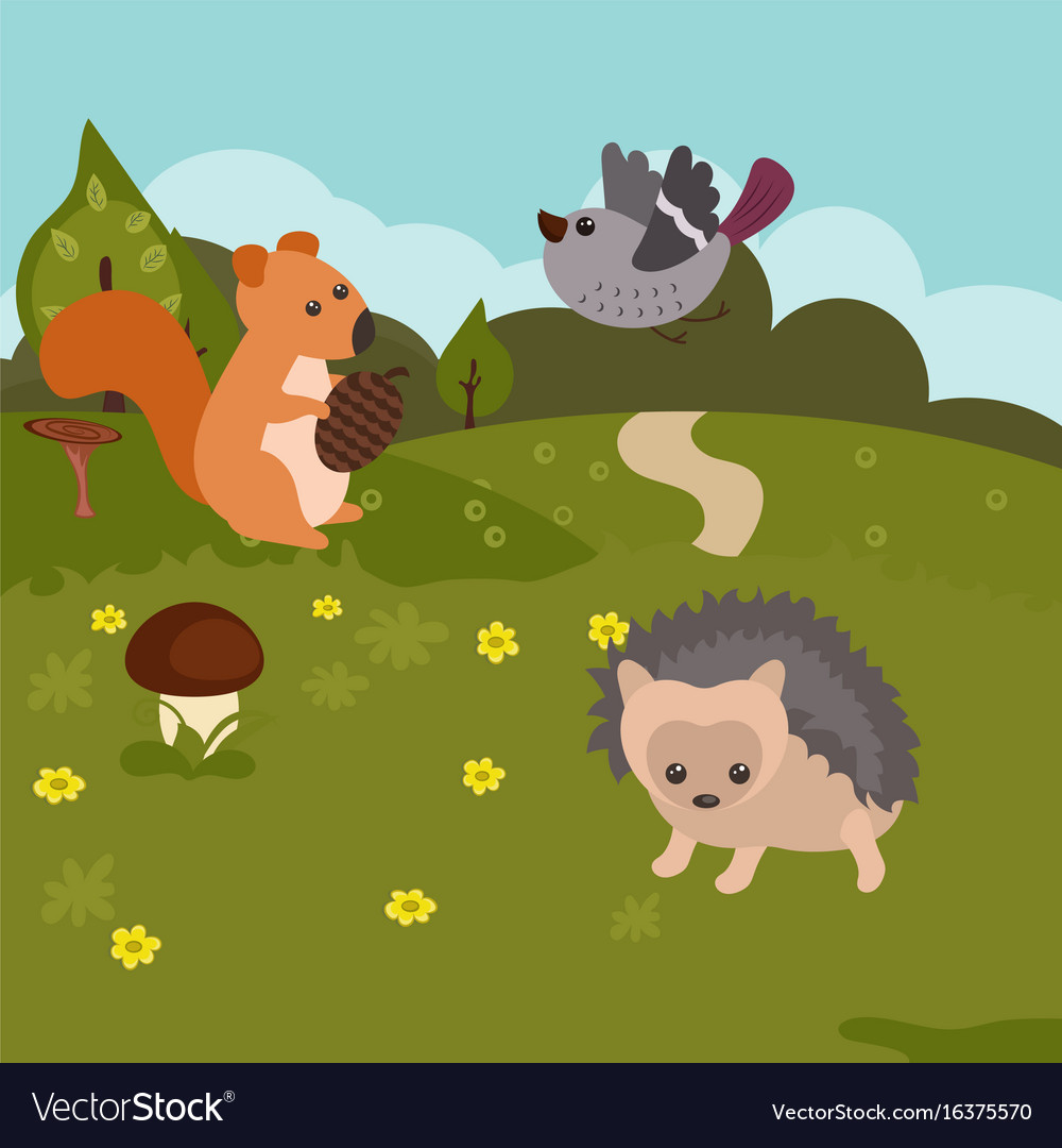 Cartoon forest landscape Royalty Free Vector Image