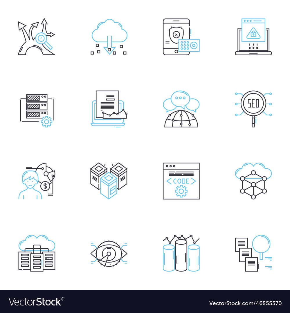 Digital communication linear icons set email vector image Digital communication linear icons set email