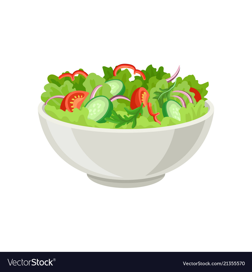 Fresh vegetable salad in gray ceramic bowl fresh Vector Image