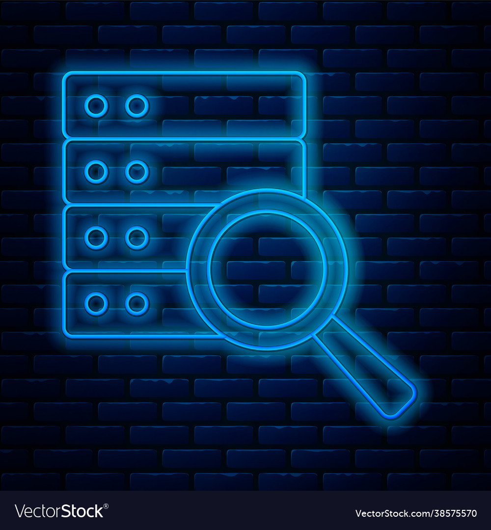 Glowing neon line server data web hosting icon vector image Glowing neon line server data web hosting icon