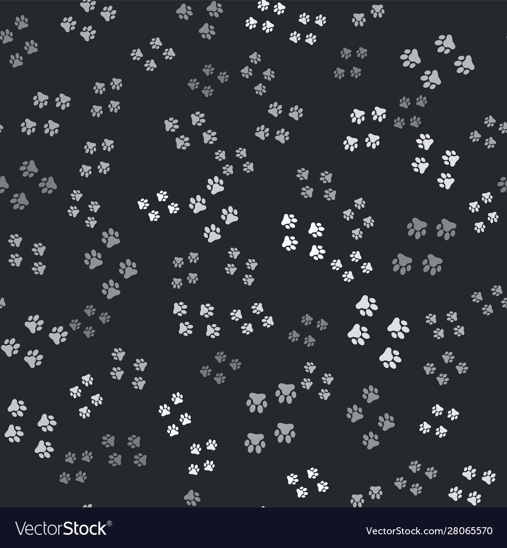 Grey paw print icon isolated seamless pattern vector image Grey paw print icon isolated seamless pattern
