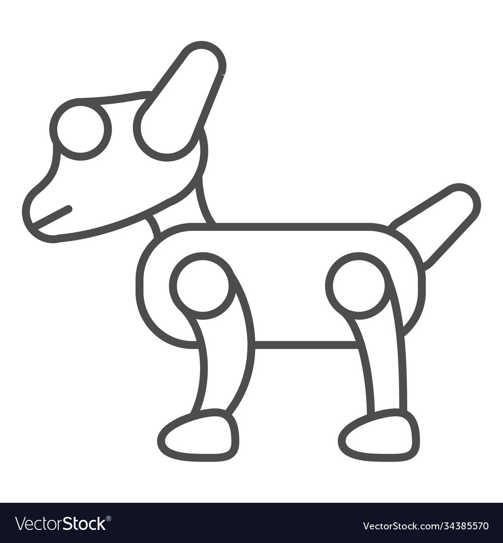 Mechanical robot dog thin line icon robotization vector image Mechanical robot dog thin line icon robotization