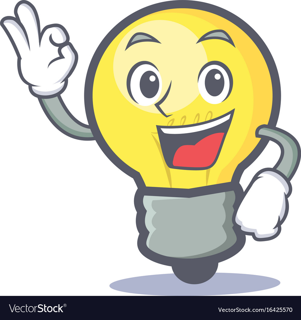 Okay light bulb character cartoon