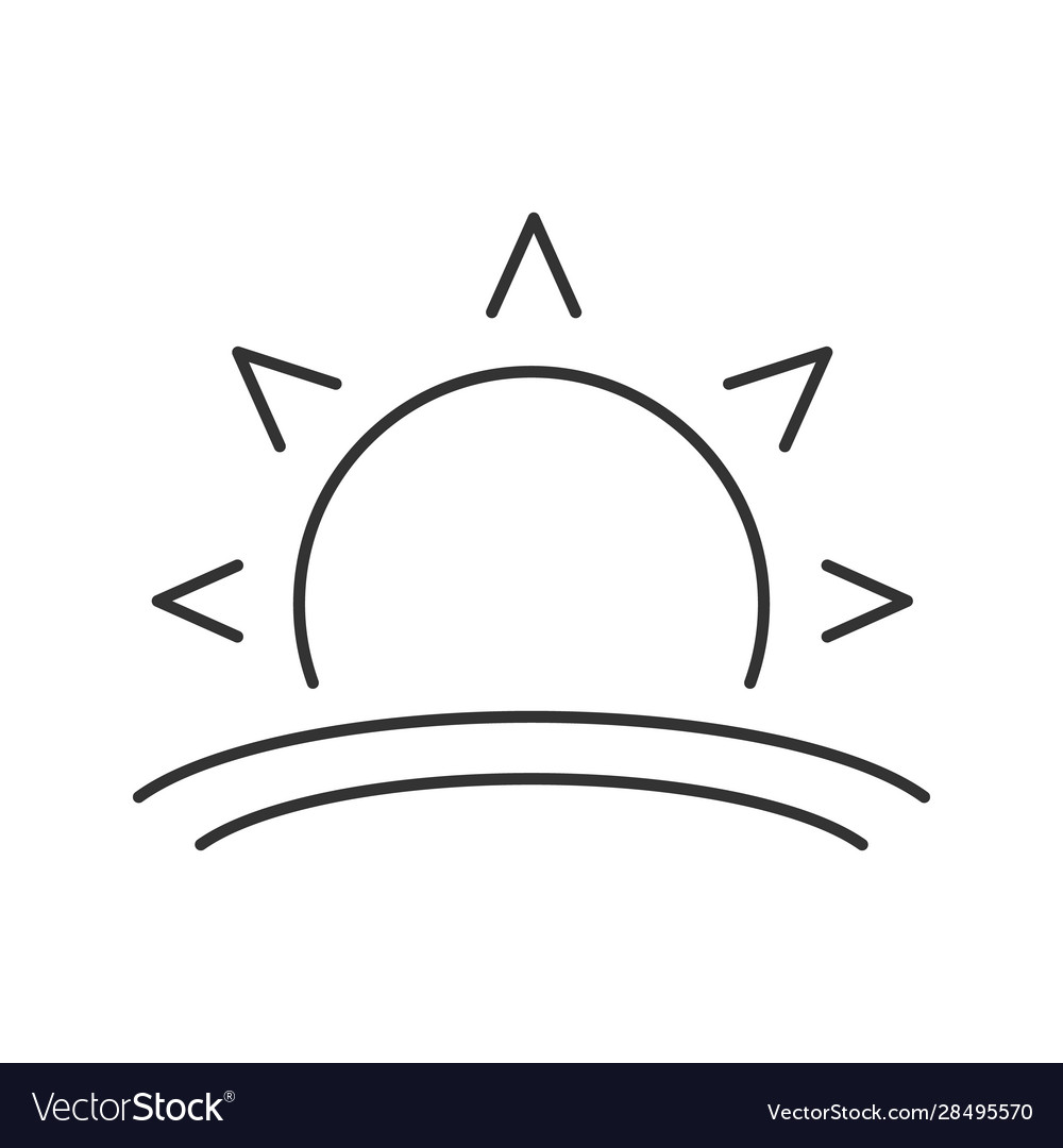 Sunset Linear Rising Sun Outline Black Vector Illustration, 44% OFF