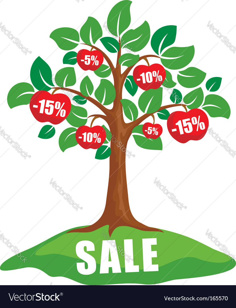 Sale concept tree with discounts Royalty Free Vector Image
