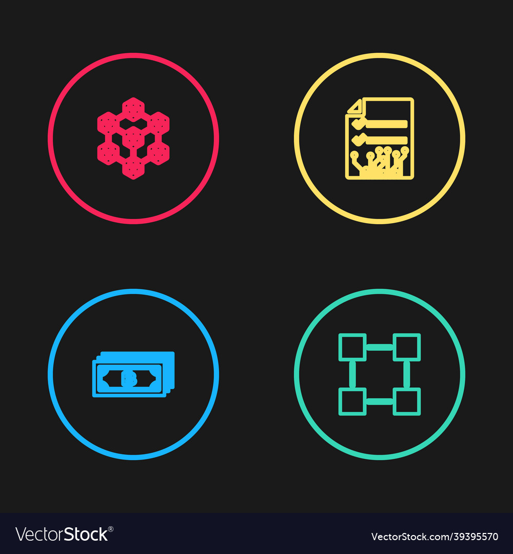 Set line cryptocurrency bitcoin blockchain vector image Set line cryptocurrency bitcoin blockchain