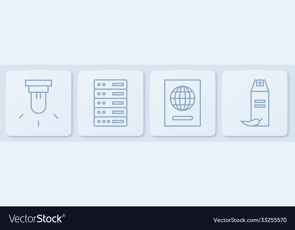 Set line motion sensor passport server data vector image Set line motion sensor passport server data