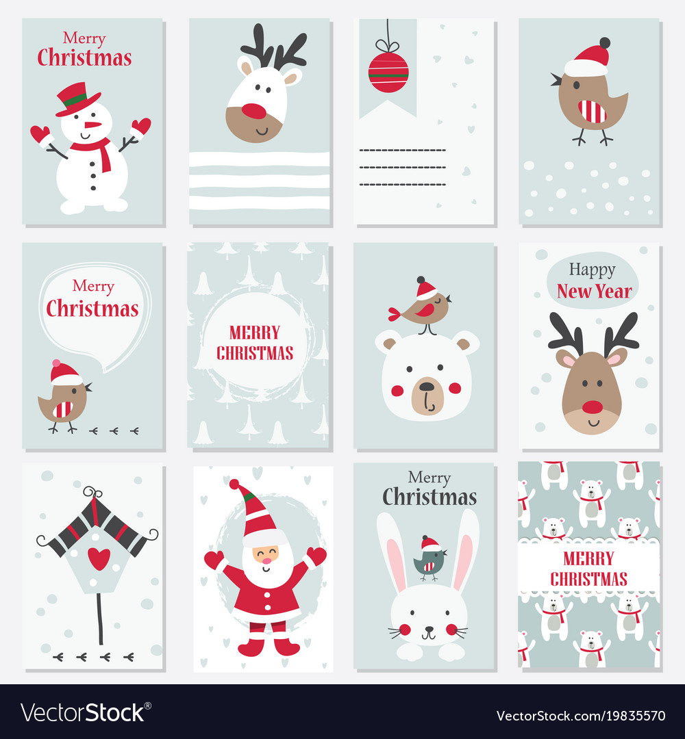 Set of christmas and new year cards