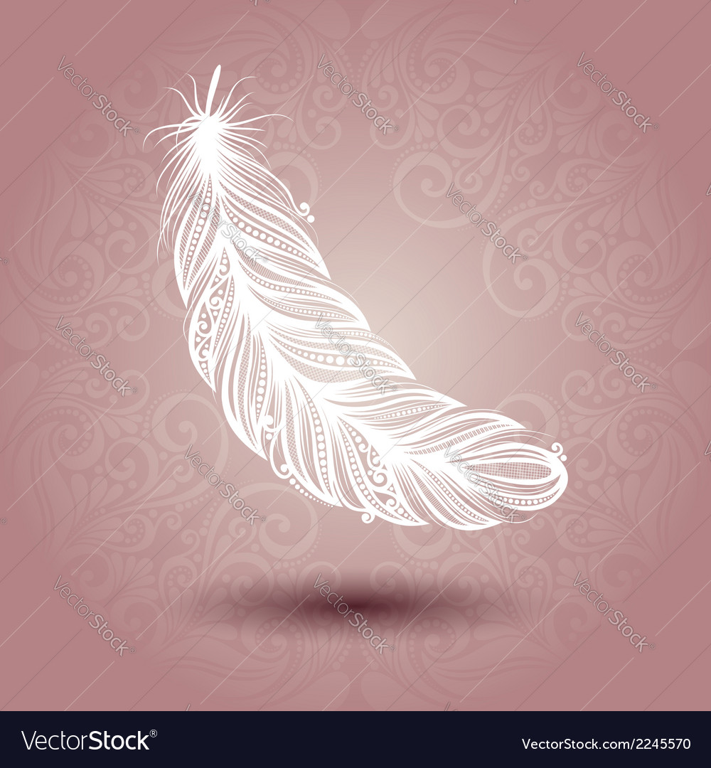 Template with feather in ornate background