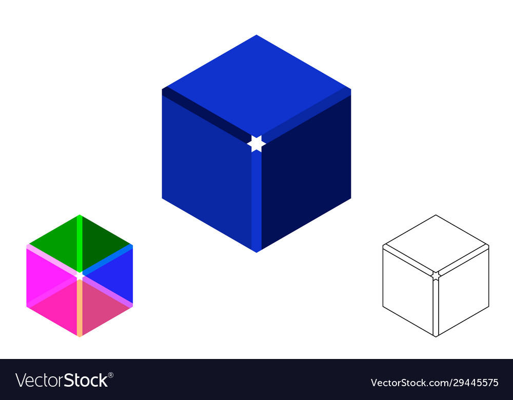 Abstract polygonal broken cube 3d isometric vector image Abstract polygonal broken cube 3d isometric