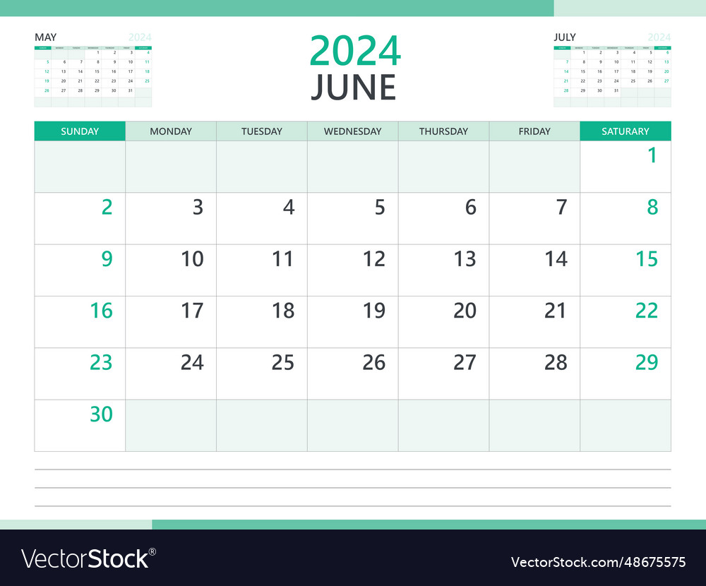 Calendar 2024 template on green background may Vector Image