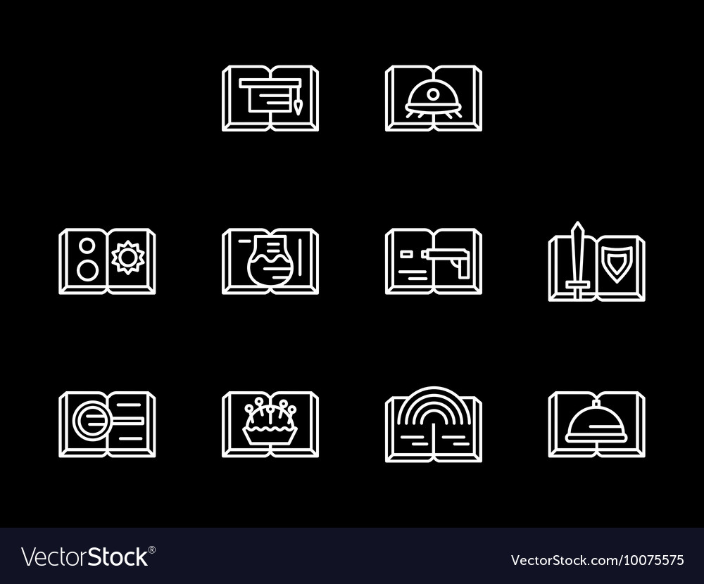 Category of stories white line icons