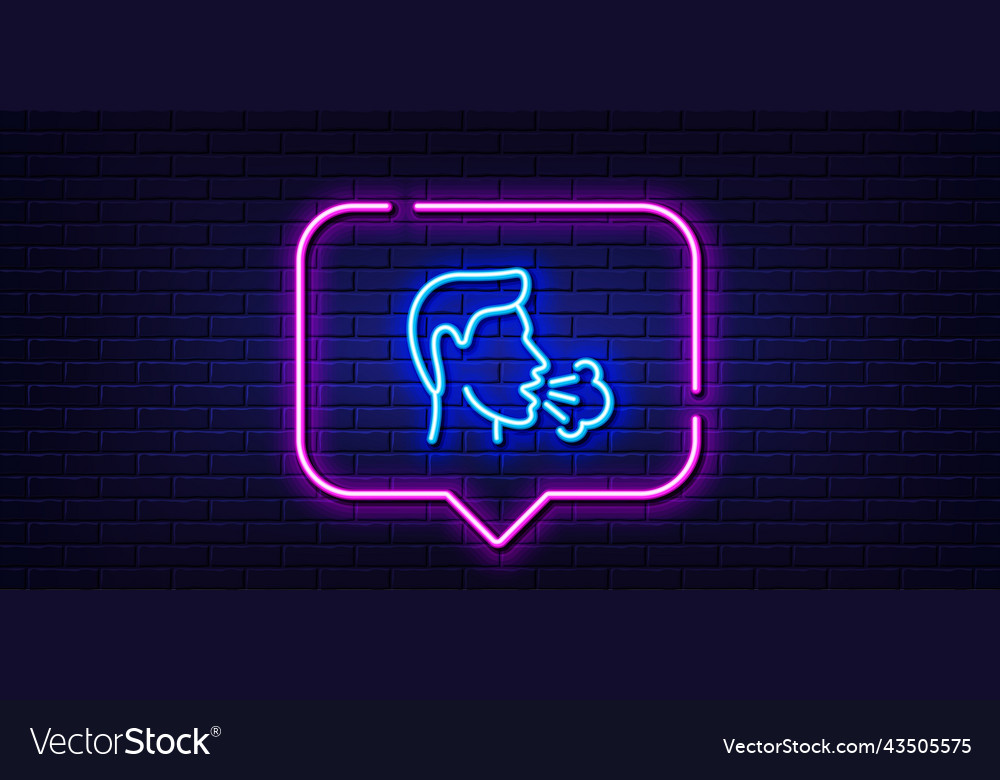 Cough line icon coronavirus symptom sign neon