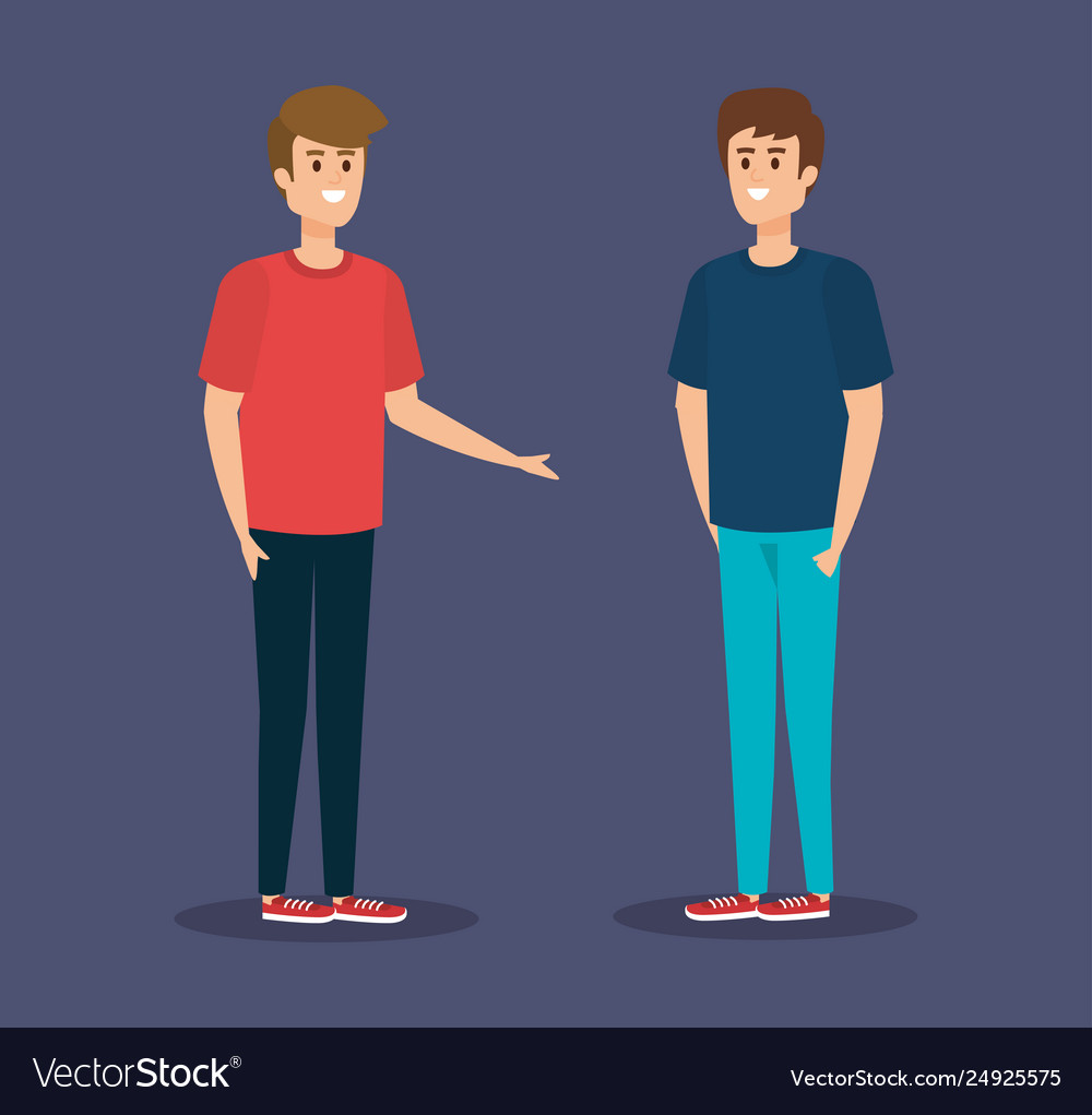 Cute Boys With Fashion Hairstyle And Casual Vector Image