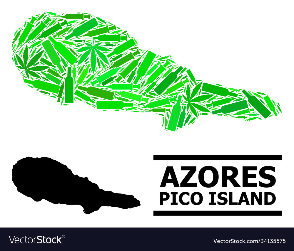 Drugs mosaic map pico island vector image Drugs mosaic map pico island