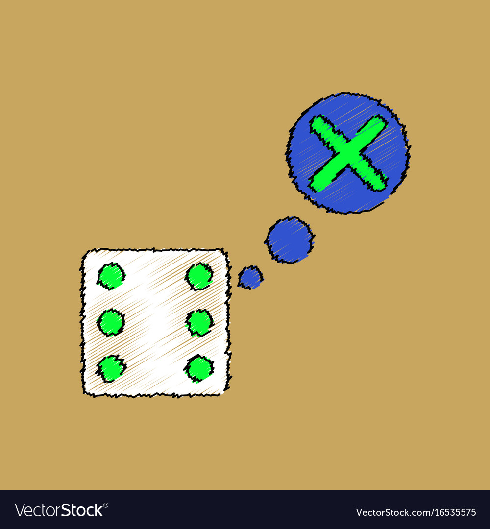 Flat shading style icon dice and x mark