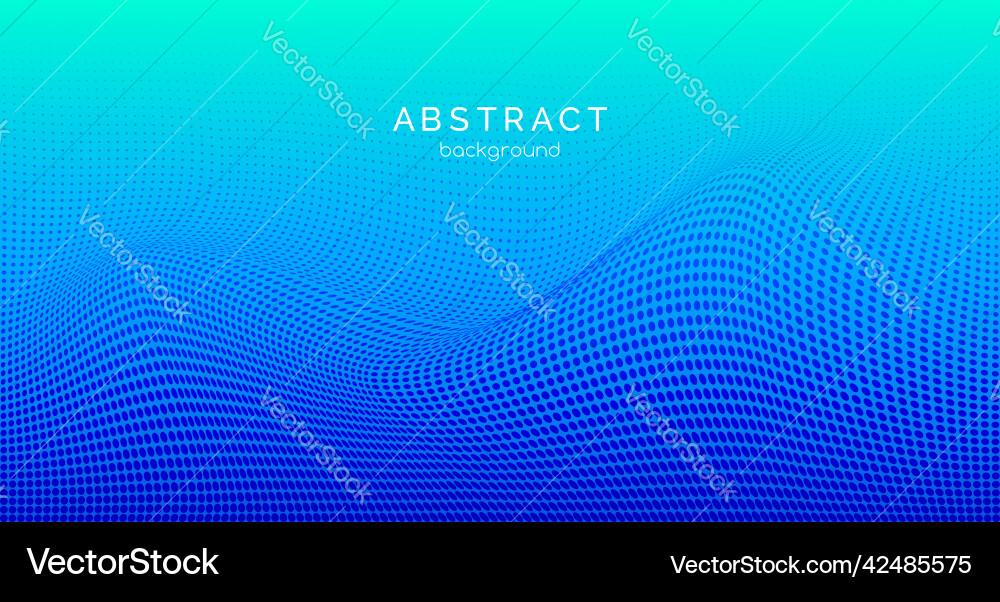 Halftone wavy abstract background blue gradient Vector Image