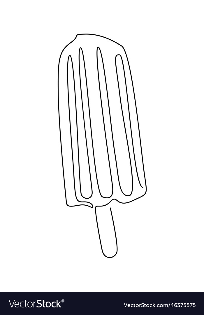 Ice cream on stick in line art