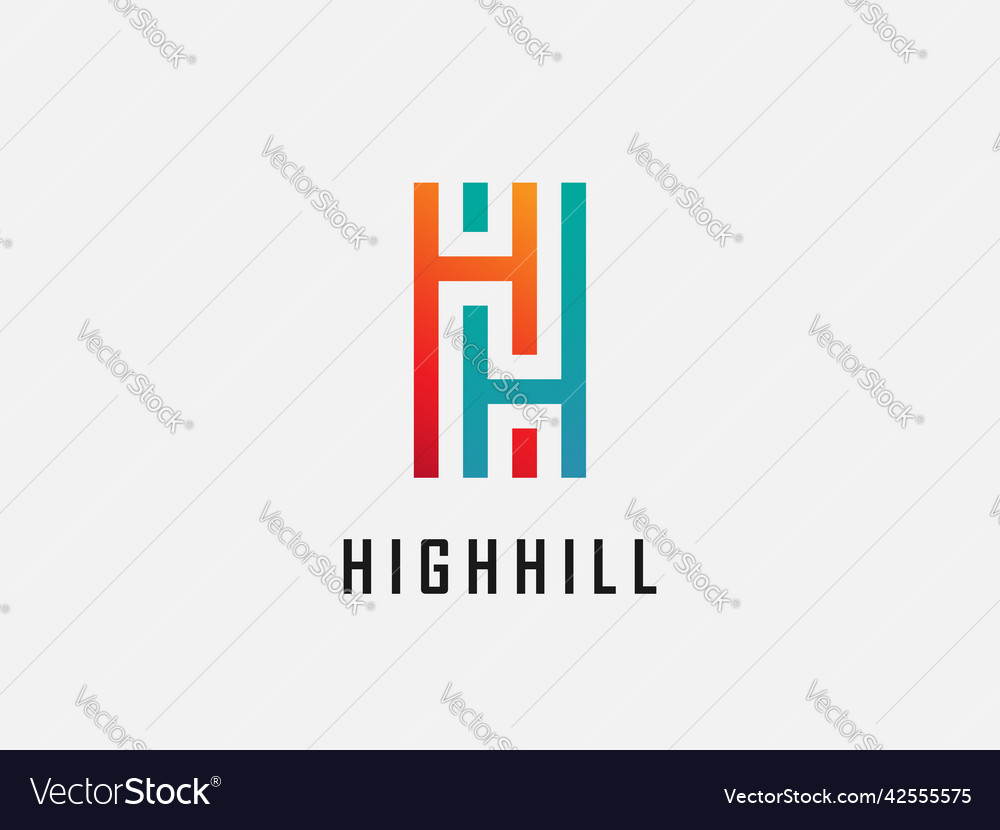 Linked initial h and i geometric font design
