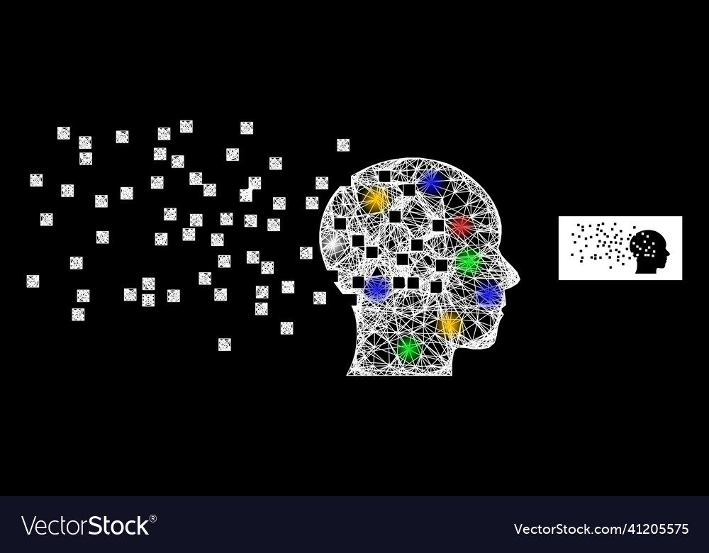 Net mesh human memory synthesis icon with bright vector image Net mesh human memory synthesis icon with bright