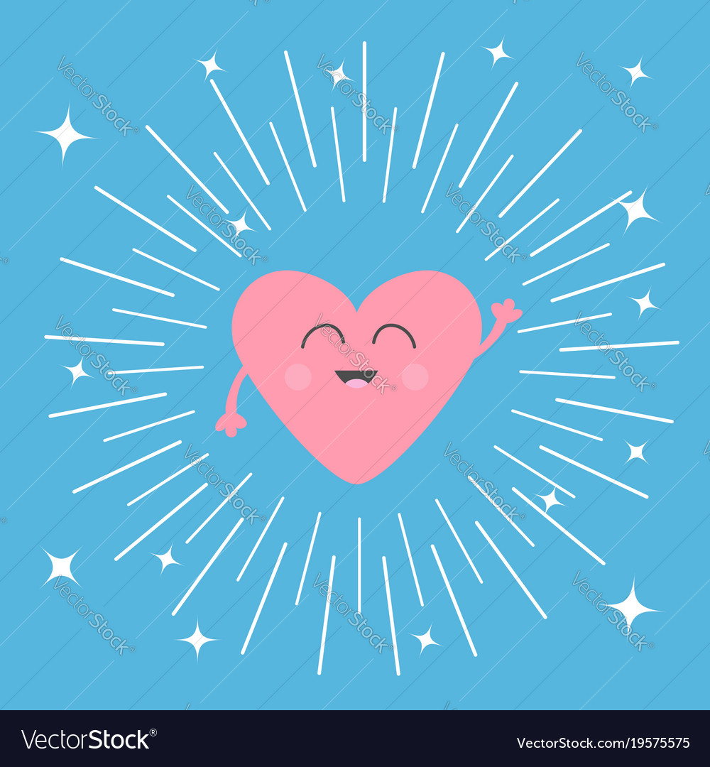 Pink heart face head with hands cute cartoon Vector Image