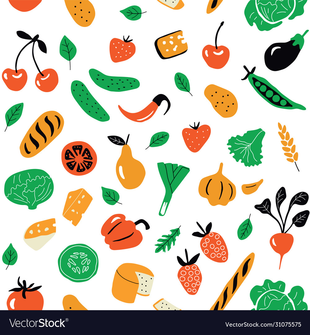 Seamless pattern with healthy food organic Vector Image