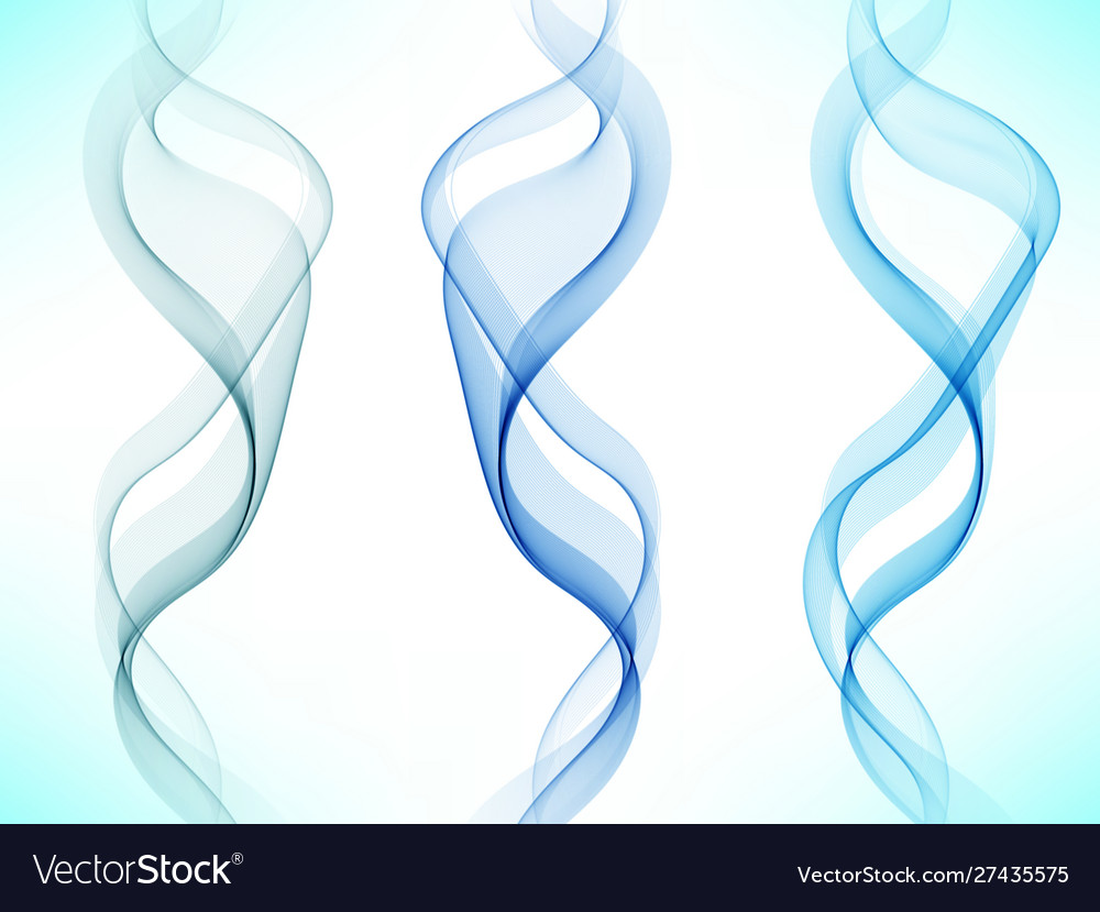 Set blue abstract wave design element vector image Set blue abstract wave design element