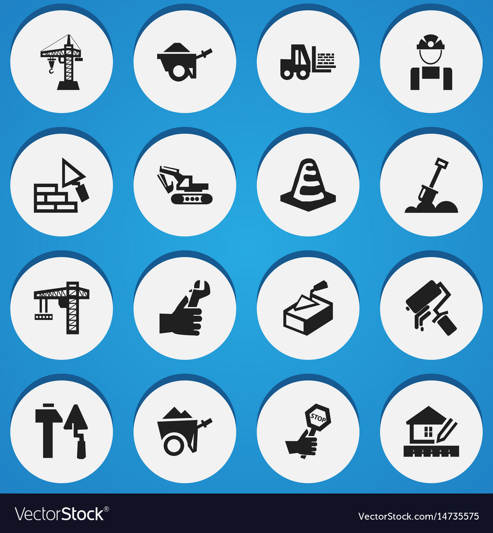 Set of 16 editable building icons includes