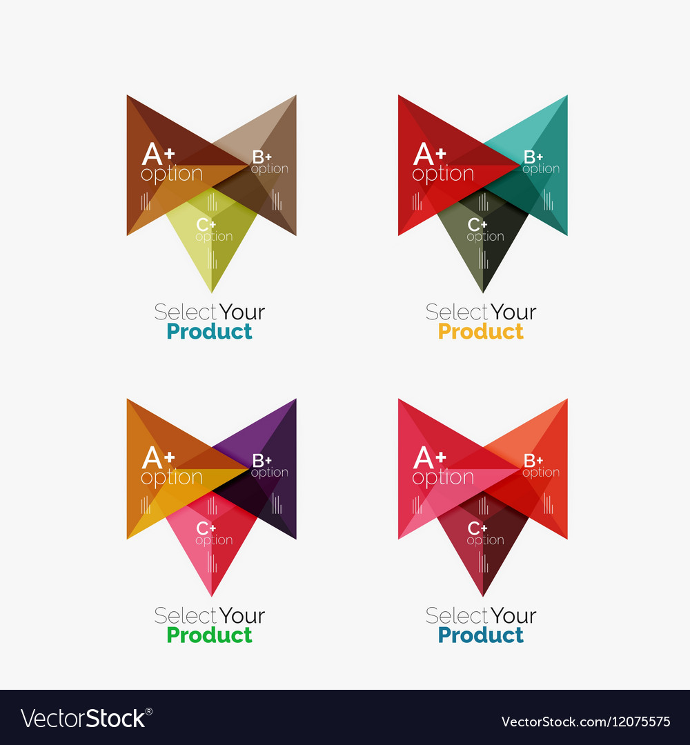 Set of triangle infographic layouts with text
