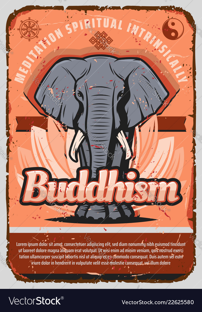 Buddhism religion elephant lotus yin and yang Vector Image