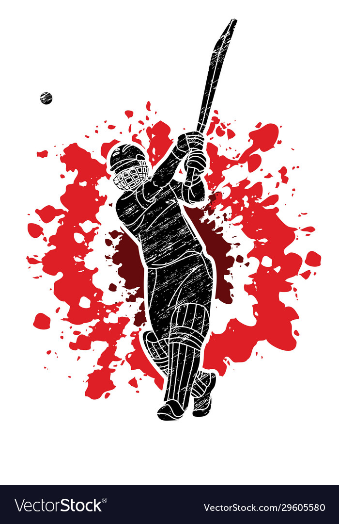 Cricket player action cartoon sport graphic Vector Image