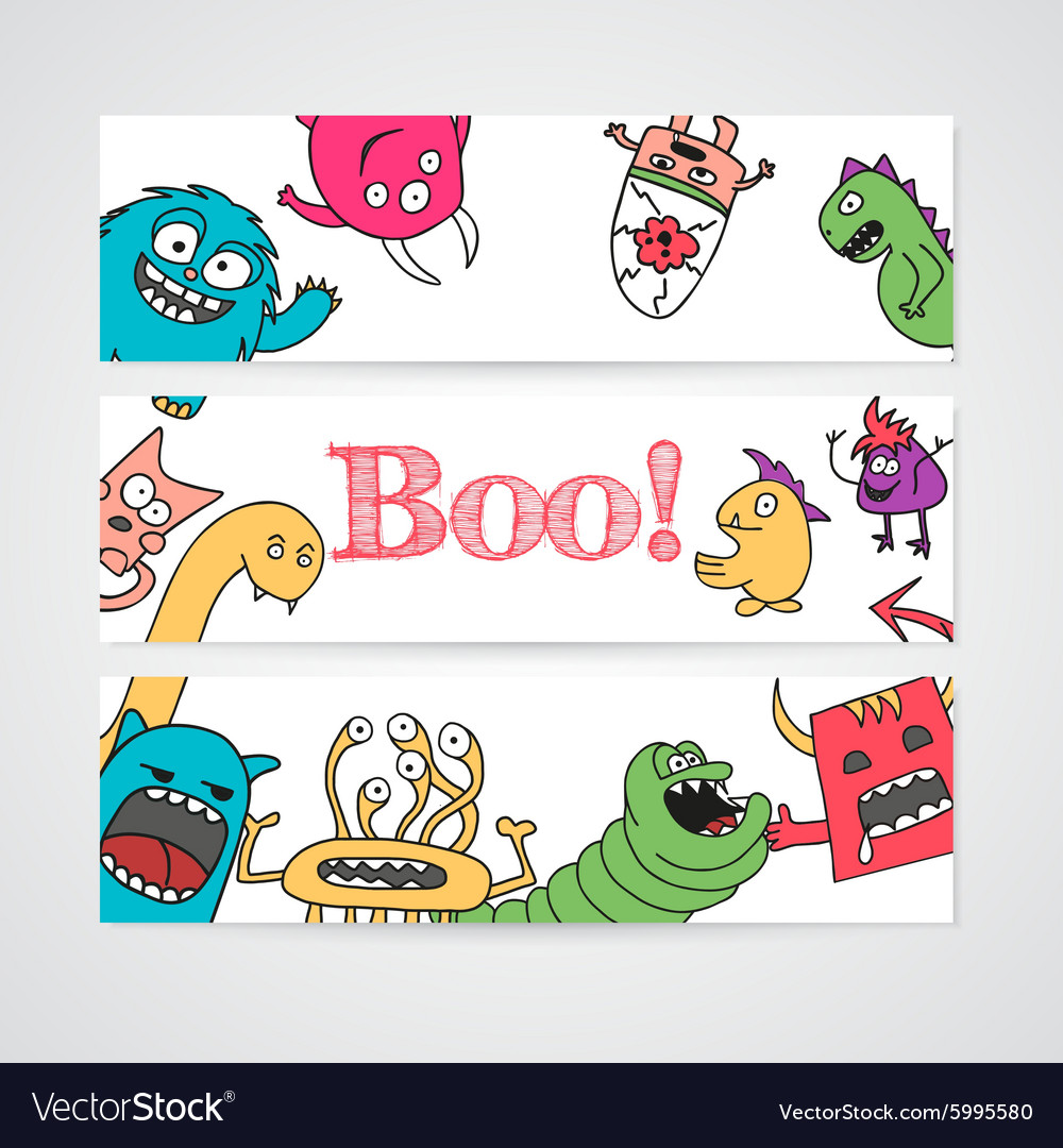Design of brochure with abstract monsters pattern