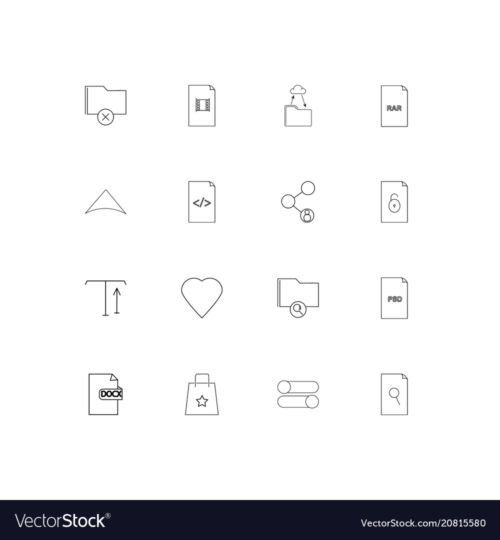 Files and folders sign linear thin icons set