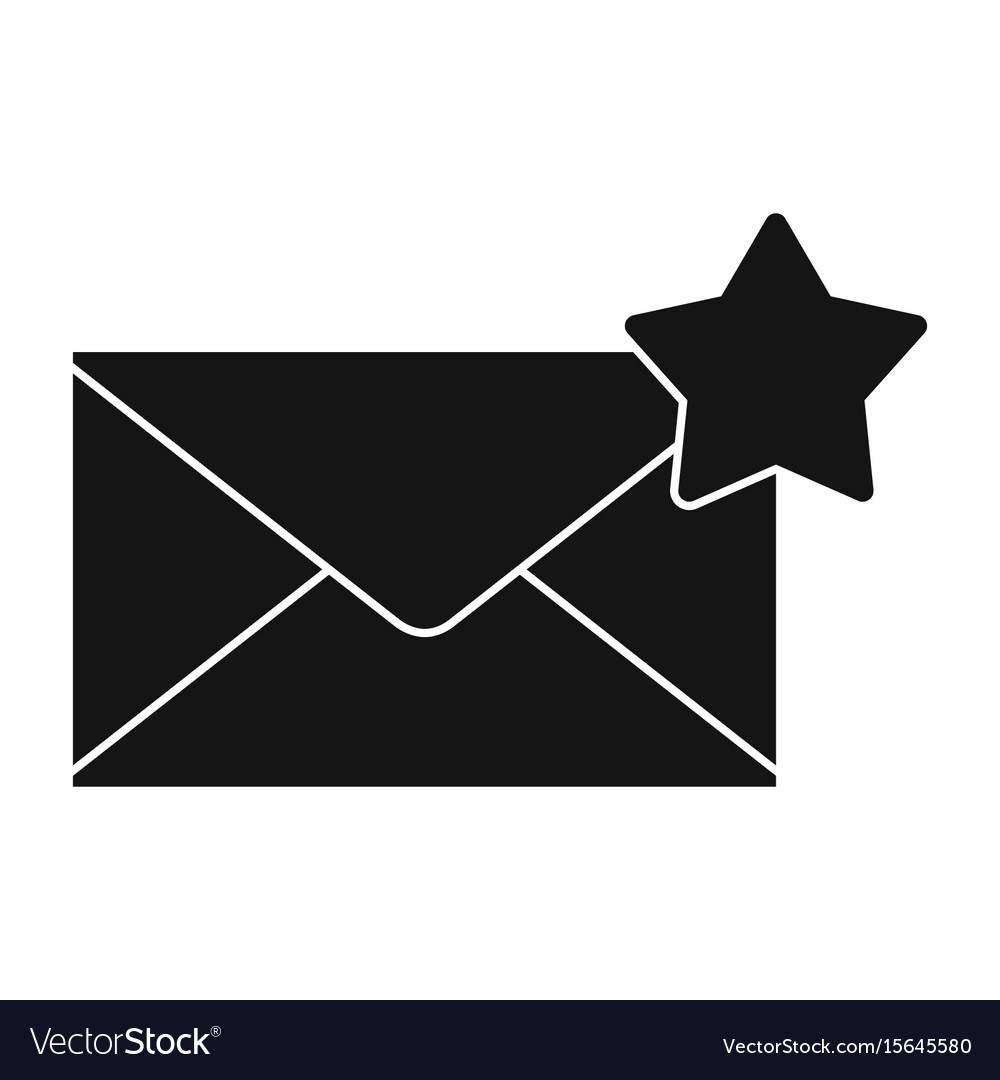 Flat black mail letter icon