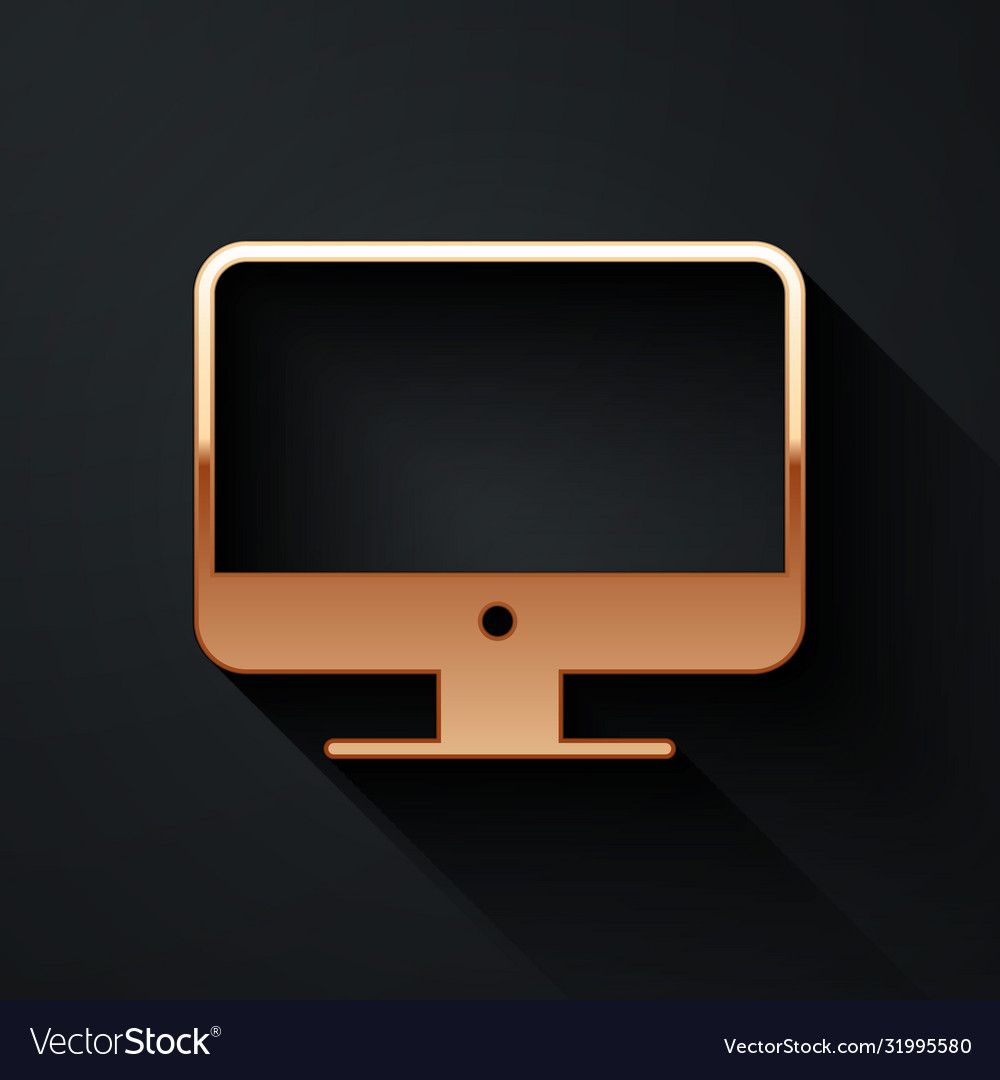 Gold computer monitor screen icon isolated Vector Image
