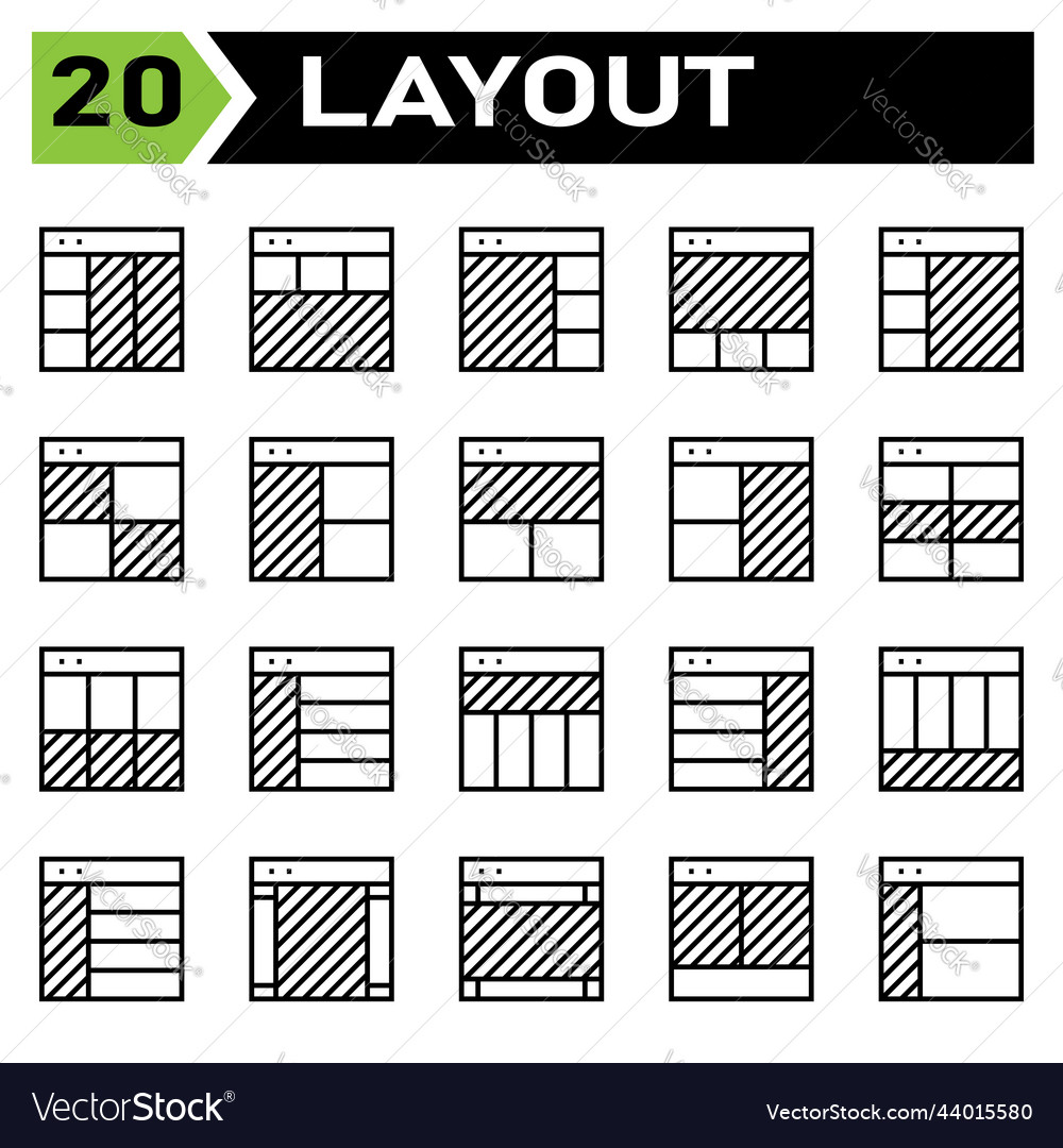 Layout icon set include grid dashboard vector image Layout icon set include grid dashboard