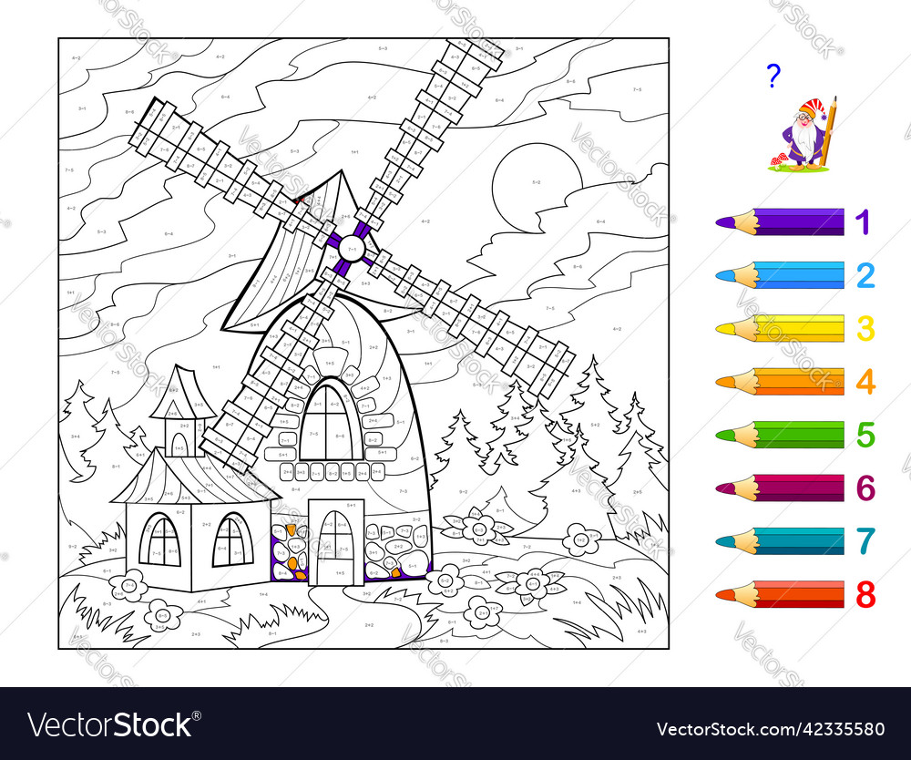 Math education for little children coloring book Vector Image