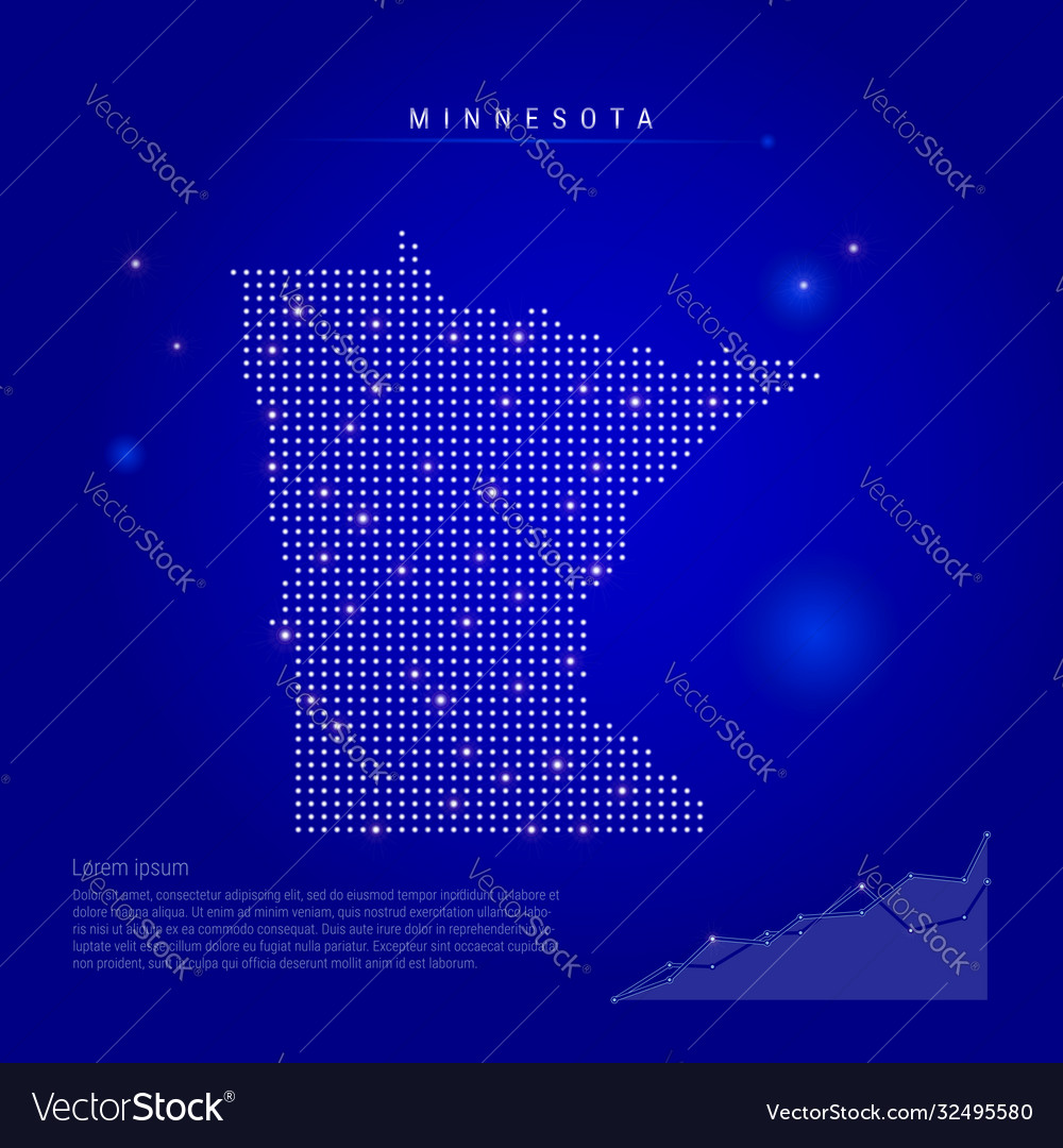 Minnesota us state illuminated map with glowing