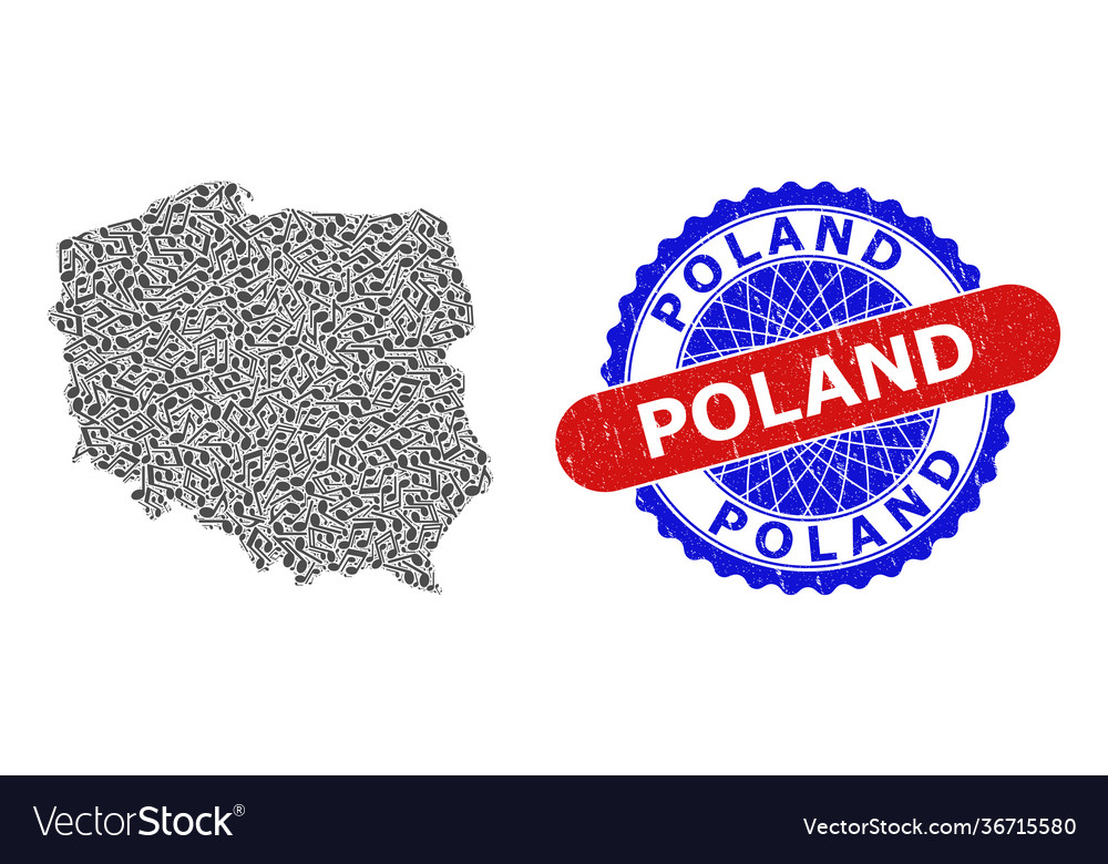 Music notes pattern for poland map and bicolor vector image Music notes pattern for poland map and bicolor