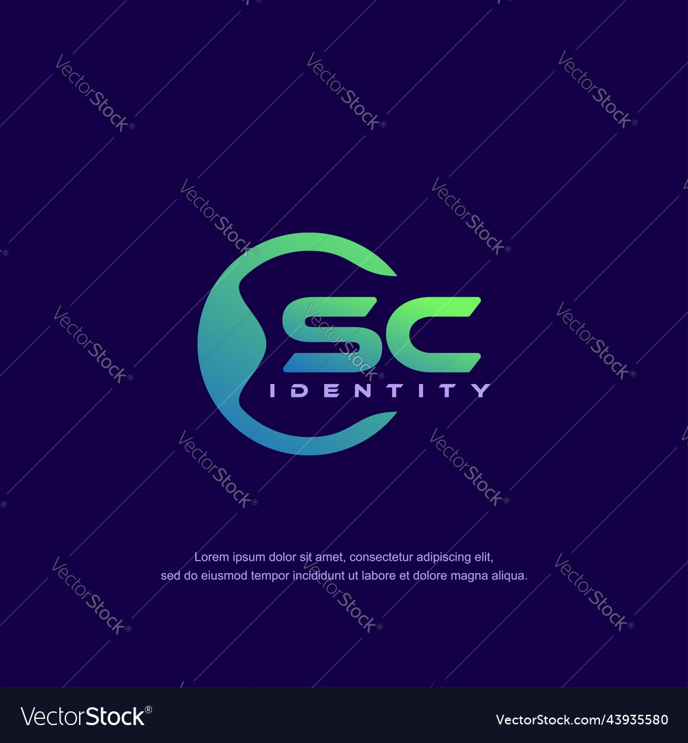 Sc initial letter circular line logo template vector image Sc initial letter circular line logo template