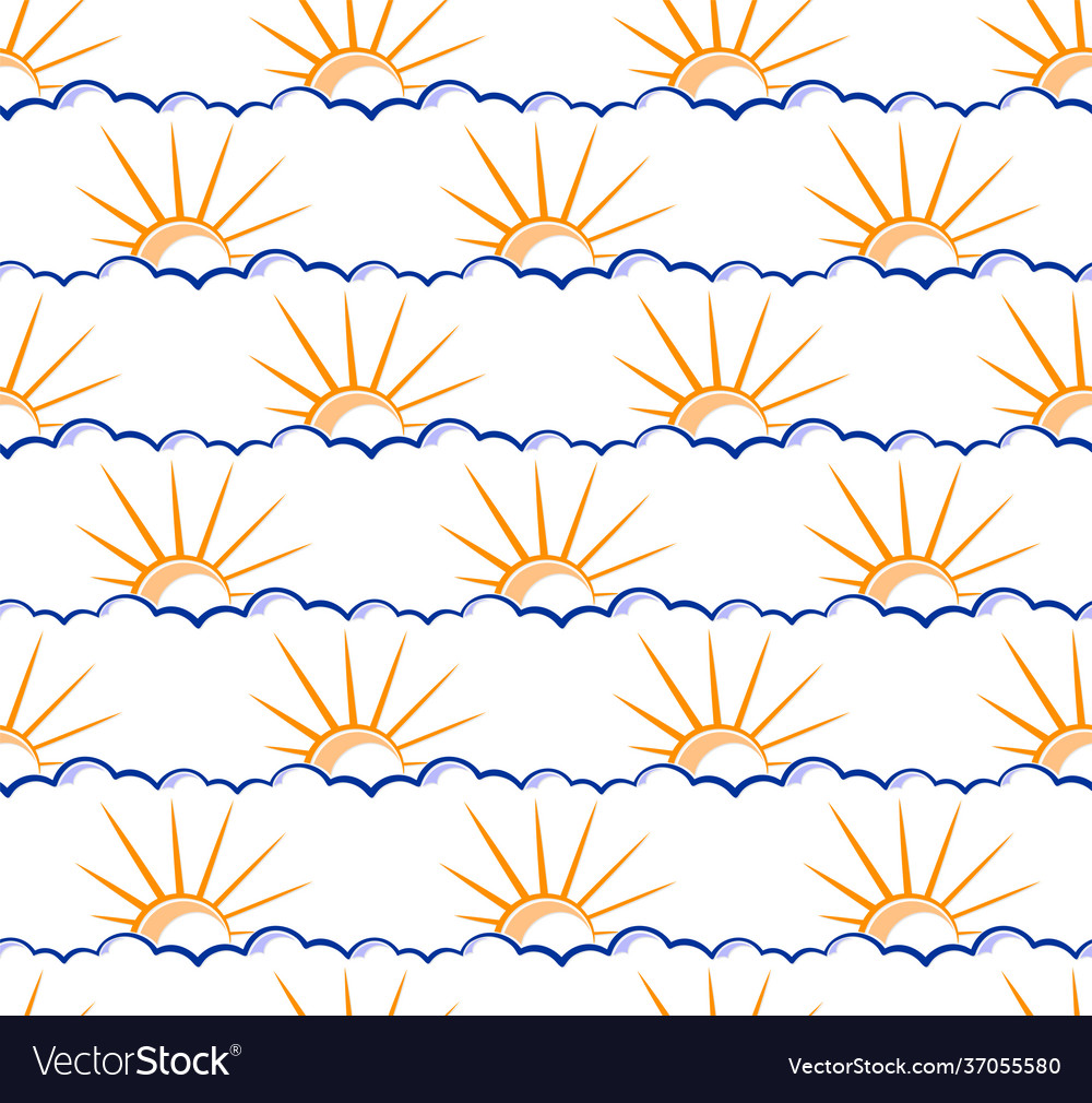 Seamless background with sun and cloud