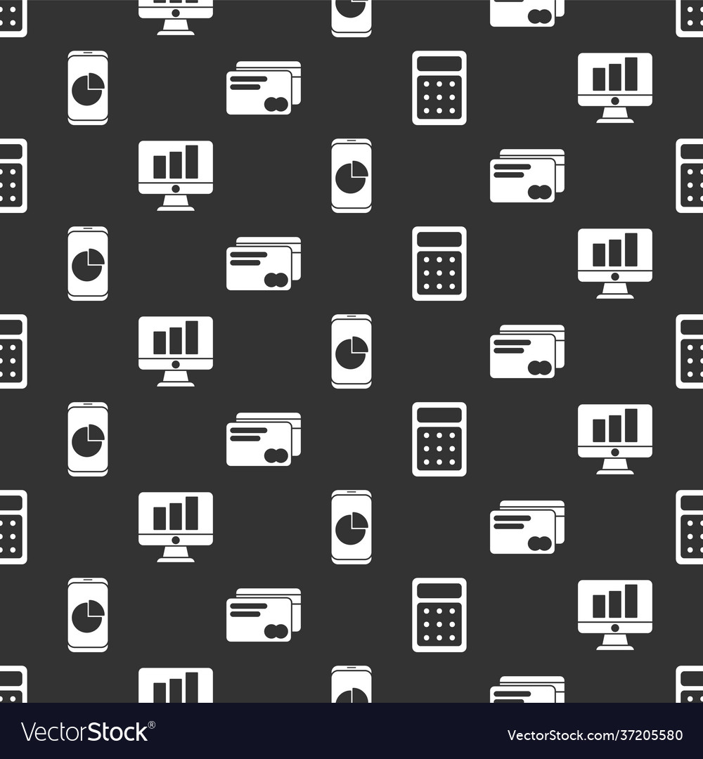 Set calculator monitor with graph chart mobile vector image Set calculator monitor with graph chart mobile