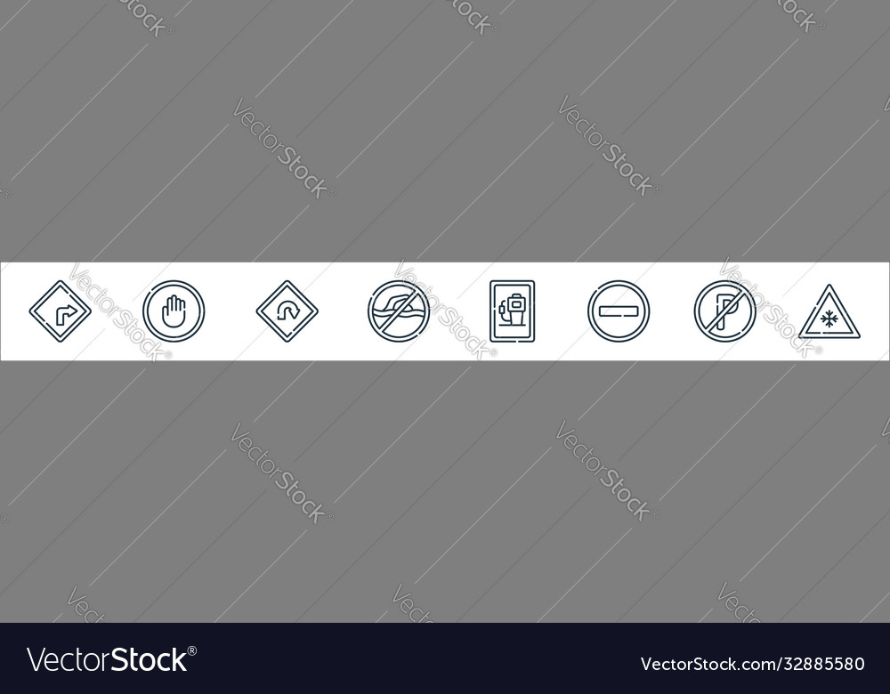Signals and prohibitions line icons linear set vector image Signals and prohibitions line icons linear set