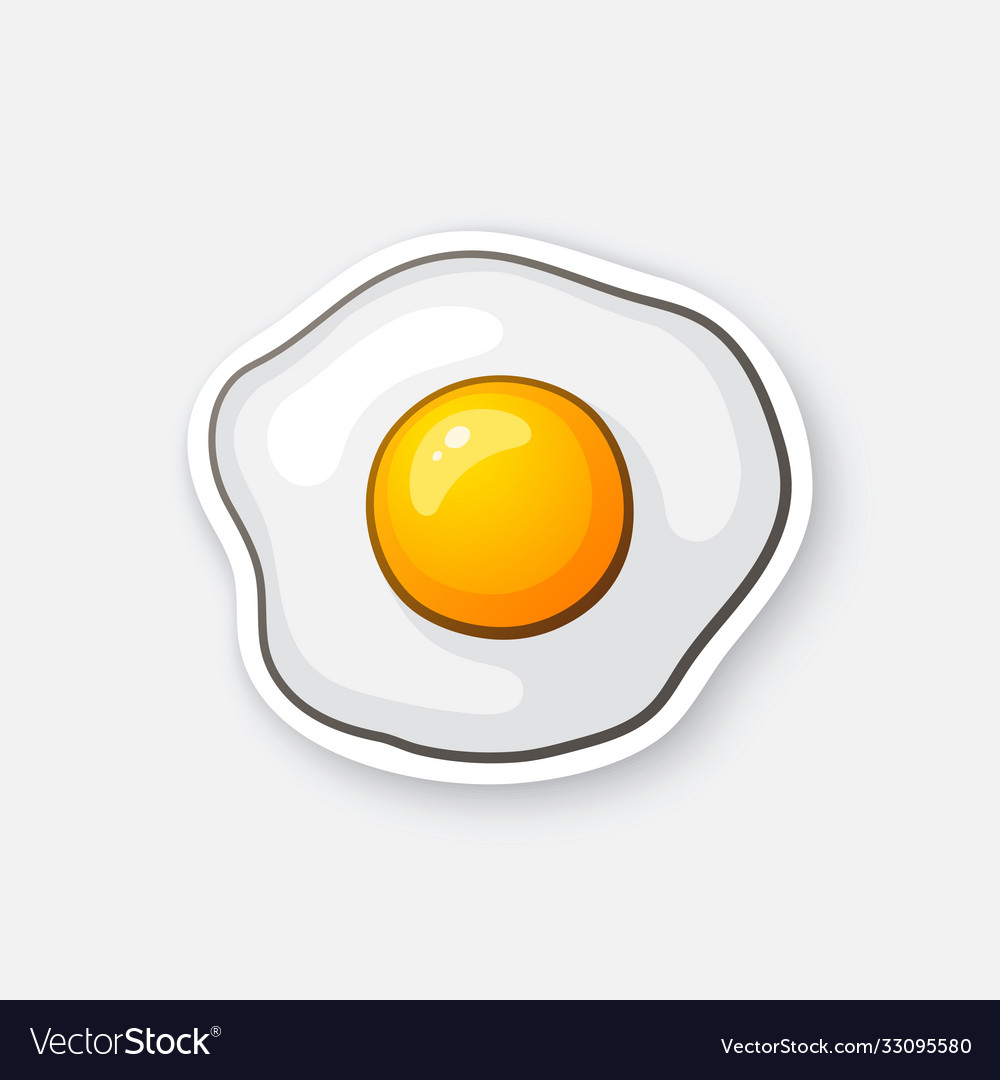 Sticker one fried egg Royalty Free Vector Image