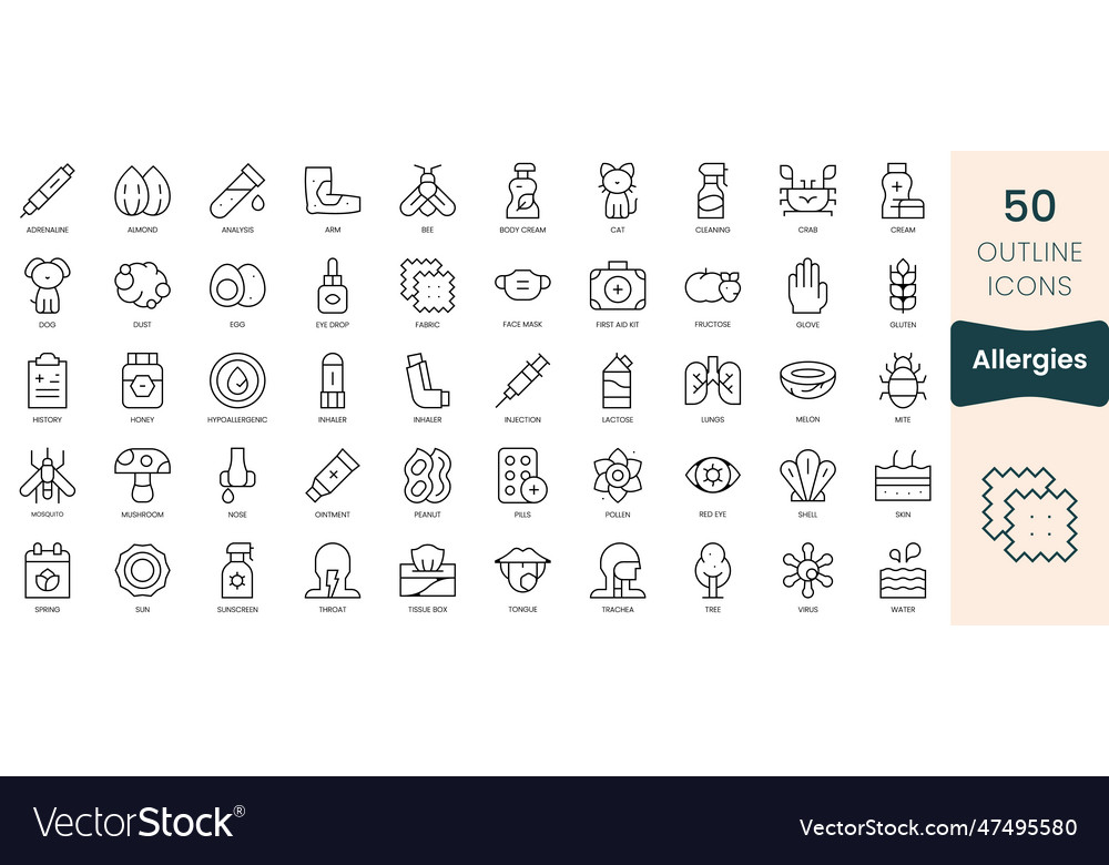 Thin Line Allergy Icons