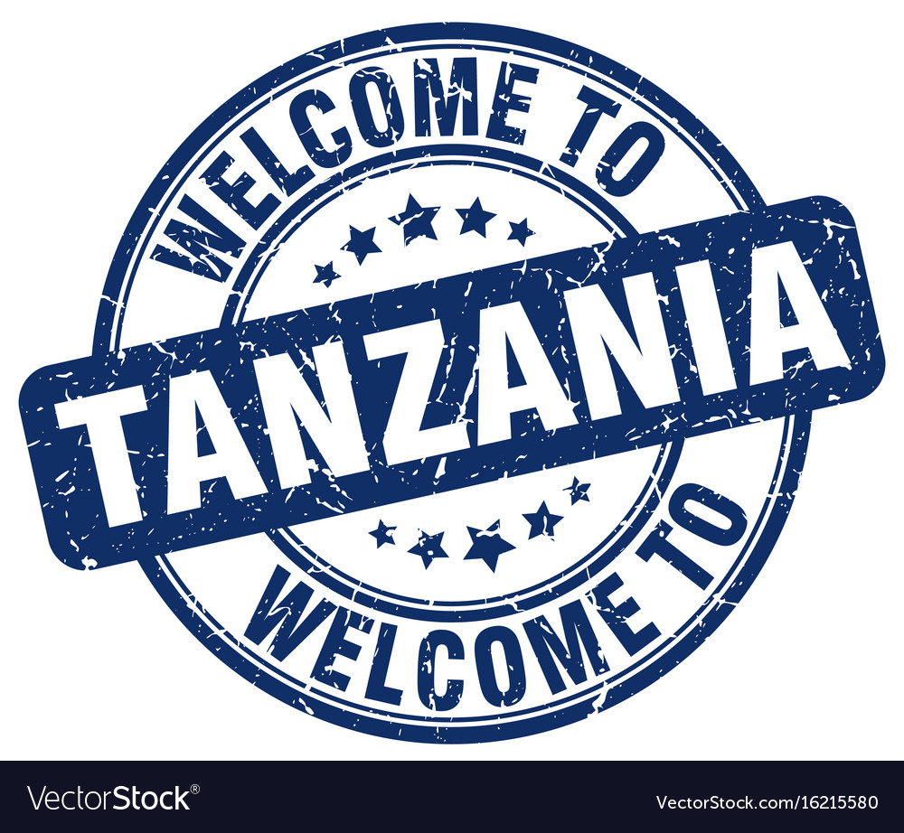 Welcome to tanzania blue round vintage stamp Vector Image