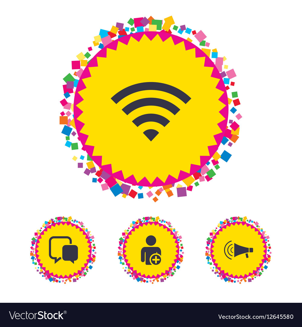 Wifi and chat bubbles add user megaphone